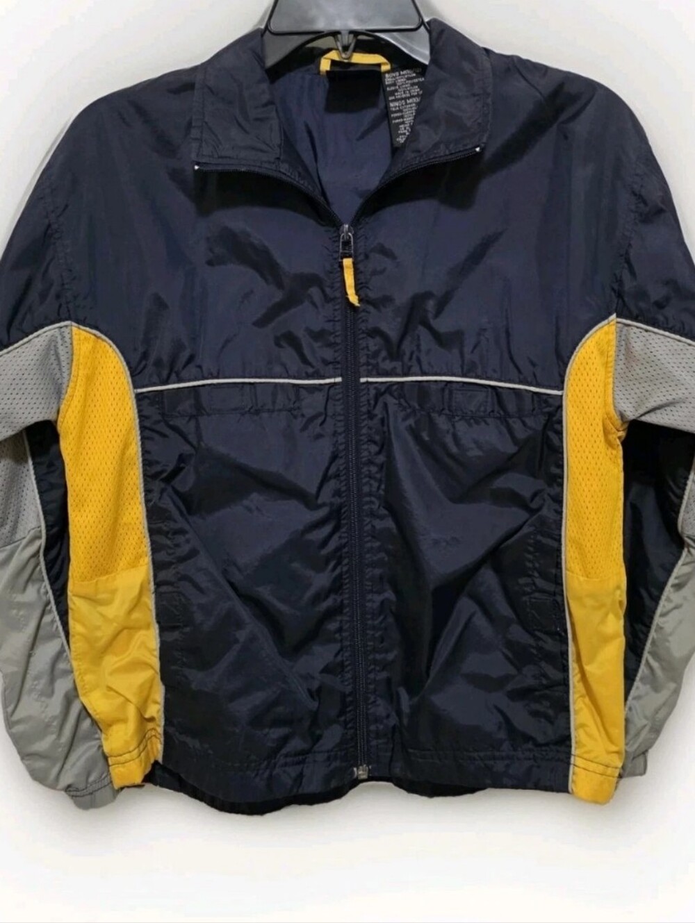 Vtg Athletic Works Boys 10/12 Navy Blue Windbreaker Jacket Full Zip